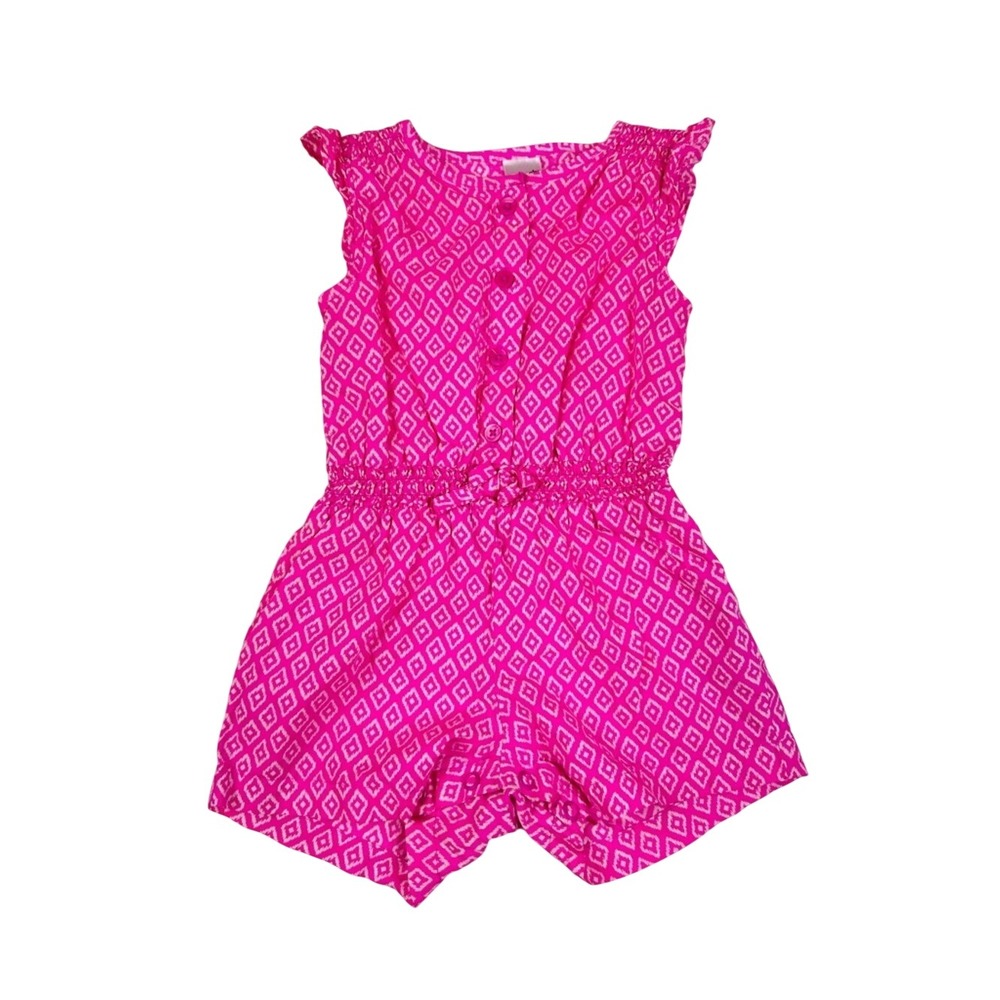 Carter's Pink Diamond-Print Girls Romper